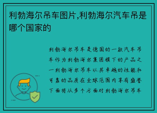 利勃海尔吊车图片,利勃海尔汽车吊是哪个国家的