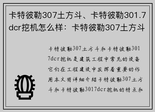 卡特彼勒307土方斗、卡特彼勒301.7dcr挖机怎么样：卡特彼勒307土方斗：助力工程建设的利器